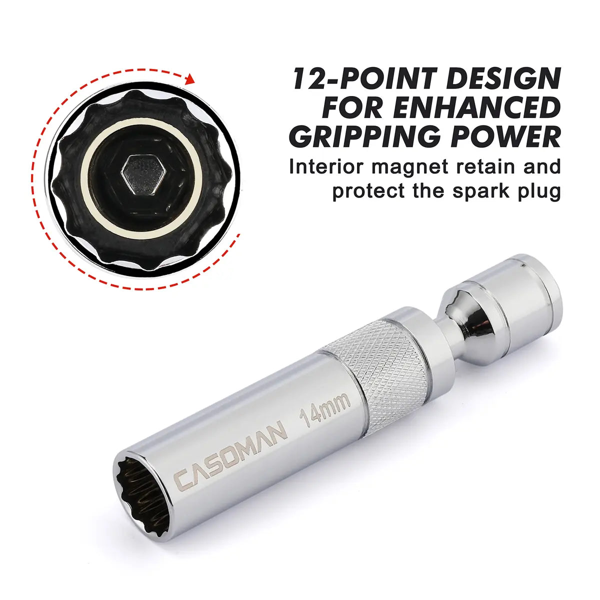 6PCS Magnetic Swivel Spark Plug Socket Set – Thin Wall 3/8" Drive, 12-Point CR-V Steel